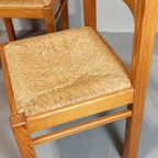 Set Van 4 Vintage Design Hout En Riet Eetkamerstoelen thumbnail 5