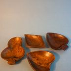 Teak Wooden Card Suit Snack Peanut Bowls Mid Century Poker thumbnail 9