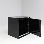 Black Living Furniture Set In Steel Profiles Attributed To Acerbis, 1970S. thumbnail 2