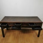 Grote Antieke Vintage Ladekast, Sidetable Muurtafel, Toonbank thumbnail 6