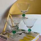 4X Cocktailglas / Coupe Glazen Met Groen Bolletje Luminarc thumbnail 2