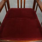Set Van 4 Art Nouveau/ Jugendstil Design Schuitema Eetkamerstoelen Met Rode Stoffen Bekleding thumbnail 9
