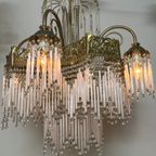 Vintage Art Deco Jaren 20 Stijl Kroonluchter Hanglamp Opaline Staafjes thumbnail 13