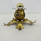 Hollywood Regency Gold Leaf Flower Light , 1970S thumbnail 10