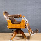 Art Deco Oak And Leather Barber Chair. thumbnail 3