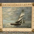 Schilderij - Groot Formaat Emilien Victor Barthélemy (1885-1964) "zeegezicht". thumbnail 2