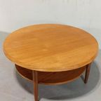 Vintage Mid Century Houten Salontafel, Rond thumbnail 7