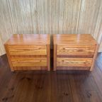 Set/2 Vintage Grenen Nachtkastjes / Ladekastjes thumbnail 4