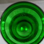 Vintage Vaas Groen Glas Op Voet Met Versieringen thumbnail 7