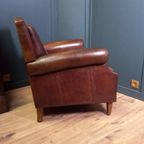 Schapenleren Vintage Clubfauteuil In Art Deco Stijl thumbnail 16