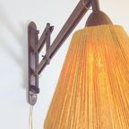 Vintage Fog & Mørup Teak Wandlamp Schaar Lamp Rope '50 Deens thumbnail 9