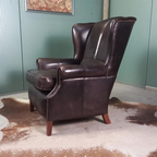 Onwijs Stoere Zwarte Schaapsleren Bendic Wingback Fauteuil thumbnail 4