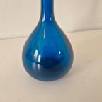 Vintage Petrol Blauwe Glazen Vaas Fles Vaasje Jaren 60 thumbnail 9