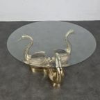 Vintage Brass Swan Coffee Table, France, 1970S thumbnail 7