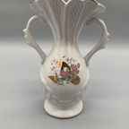 Vintage Vaasje Wit Porselein Print Pauw Goudkleurig thumbnail 4