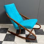 Ton / Thonet Arm Less Rocking Chair In Blue Velvet Upholstery thumbnail 12
