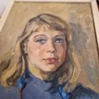 Mari Trappeniers Oud Schilderij Portret Olieverf Op Doek thumbnail 12