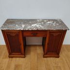 Vintage Antiek Bureau Buro Sidetable Kaptafel Marmer Blad thumbnail 2