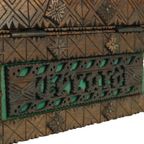 Antieke Houten Naaidoos Tramp Art Volkskunst Uniek Stuk 1928 thumbnail 7