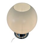 Vintage - Art Deco Style Lamp - Xl Satin Glass Dome Mounted On Chrome Base thumbnail 4