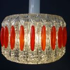 Vintage Clear And Red Pendant Lamp 1960S thumbnail 2