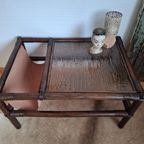 Vintage Rotan Salontafel Met Glasplaat En Lectuurbak thumbnail 2