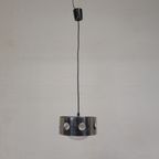 Vintage Hanglamp Met Chromen Cilinder En Glazen Bol thumbnail 6