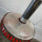 Vintage Chromen Ufo Luster / Hanglamp Met Oranje Accent thumbnail 8