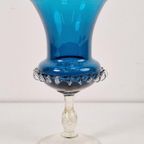 Mid Century Blauwe Murano Glas Vaas Mondgeblazen 1960 Rare thumbnail 2