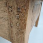Antieke 19e Eeuwse Franse Boeren Salontafel Van Eikenhout thumbnail 15