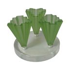 Art Deco - Bagley Green - Uranium Glass - Set Of Three ‘Grantham’ Vases Mounted On Transparent Foot thumbnail 4