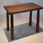 Vintage Eiken Houten Bijzettafeltjes Brutalist Set Tafeltje thumbnail 18