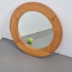 Vintage Pine Wood Ronde Spiegel Scandinavisch ’70 Retro thumbnail 4