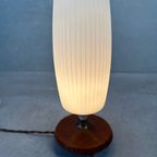 Vintage Tripod Lamp – Opaline En Teak thumbnail 2