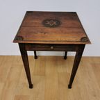 Antiek Frans Houten Bijzettafeltje Plantentafel Haltafeltje thumbnail 2