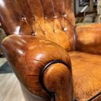 Vintage Schapenleren Fauteuil Lounge Atelier Cognac Bruin thumbnail 4