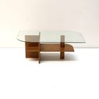 Vintage Houten Salontafel Met Glazen Blad Gemaakt In De Jaren ’70 thumbnail 5