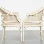 Set Van 2 Leuke Vintage Jaren 70 Design Stoelen Van Jonathan Adler Gemaakt Van Riet En Bamboe thumbnail 3