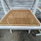 2x Vintage Klapstoel Wit Met Naturel Webbing Zitting thumbnail 2