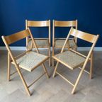 2 Vintage Klapstoelen / Eetkamerstoelen, Rotan, Zeer Net, Habitat Jaren 80 thumbnail 16