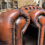 2 X Engelse Springvale Chesterfield Clubfauteuils Nottingham In Nieuwstaat Dark Rust thumbnail 8