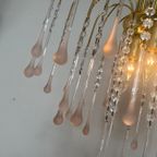 Xl Vintage Roze Murano Kroonluchter Hanglamp Kristallen Pegels thumbnail 8
