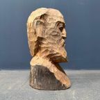 Uit Hout Gesneden Hoofd Of Buste Van Een Man Met Baard thumbnail 3
