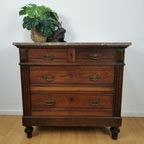 Vintage Antiek Dressoir Commode Ladekast, Badkamermeubel Met Marmer Blad 26 thumbnail 2