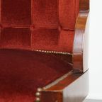 Unieke Set Van 4 Originele Art Deco “wolken” Eetkamerstoelen Met Luxe Rode Bekleding thumbnail 5