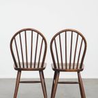 Set Van 8 Vintage Houten Windsor Spijlen Stoelen In Engelse Stijl Uit De Jaren ’70 thumbnail 5