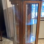 Ovale Vitrinekast Met Bol Glas, Messing Klauwpoten, 150 Cm Hoog thumbnail 3