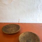 Two Antique Brown Wood Bowls Hand Carved Folk Art thumbnail 4