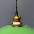 Groen Emaille Hanglamp Met Messing Armatuur thumbnail 7