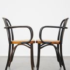 Set Van 2 Vintage Houten Design Eetkamer/ Bistro Stoelen Met Rieten Zitting In Thonet Stijl thumbnail 3